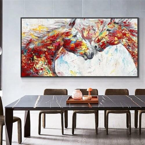 Abstract Canvas Poster Red Horse Painting CanvasPainting Canvas Animal Wall Art Paintings for Living Room Home Art Decoration