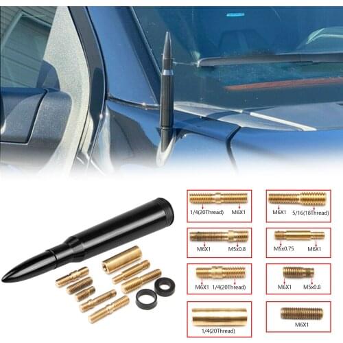 General Caliber Bullet Aluminum Short Antenna Bronze Kit Car Decoration Roof Antenna with Converter