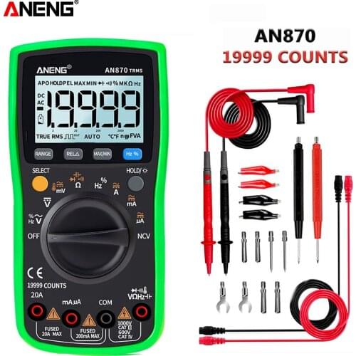 ANENG AN870 Digital Multimeter 19999 Counts profissional transistor electrical tester 600v multi volt esrmeter lead set