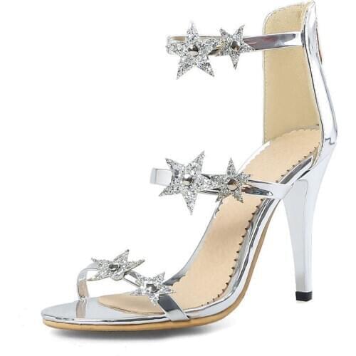 Elegant Women High Heels Sandals New Fashion Sequins Star Summer Party Shoes Ladies Pumps Sexy Shoes Woman XKD4155