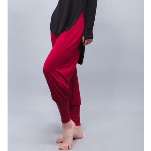 High Stretch Comfortable Women Modal Harem Pants Dancer Practice Wear Red Black White Folk Dance Classical Dance Outfit XL