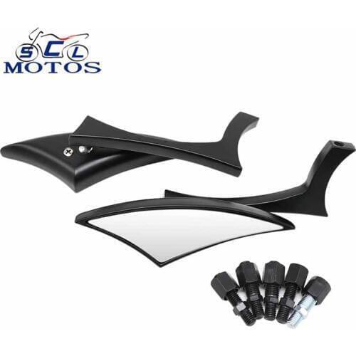 Sclmotos- M8 M10 Black Motorcycle Rearview Mirror Handle Side Mirrors For Honda For Yamaha For Harley Sportster Dyna Softail