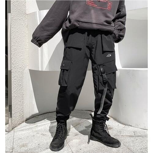 Black Sweatpants Track Pants 5Xl Winter Men Thick Cargo Pants 2021 Overalls Mens Hip Hop Ribbons Plus Velvet Joggers