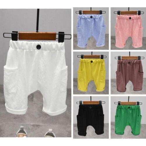 Childrens shorts Hot Sale solid colors Kids Trousers for baby boys summer beach loose shorts 7 colors Children Pants 2-6 years