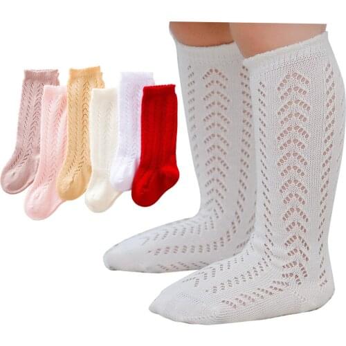 Kids Baby Girls Soft Socks Hollow Out Knee-high Socks Comfortable Toddler Solid Mesh Socks Children Spring Autumn Stockings