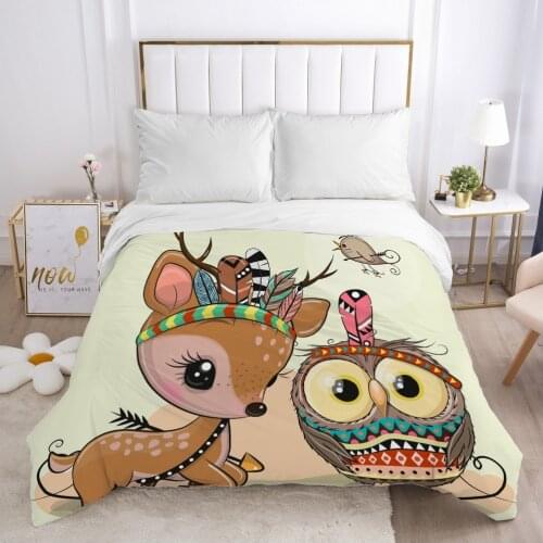 Cartoon Childrens Duvet cover Quilt/Blanket/Comfortable Case Bedding for kids baby boy girls 140x200 for Home Car Sika deer