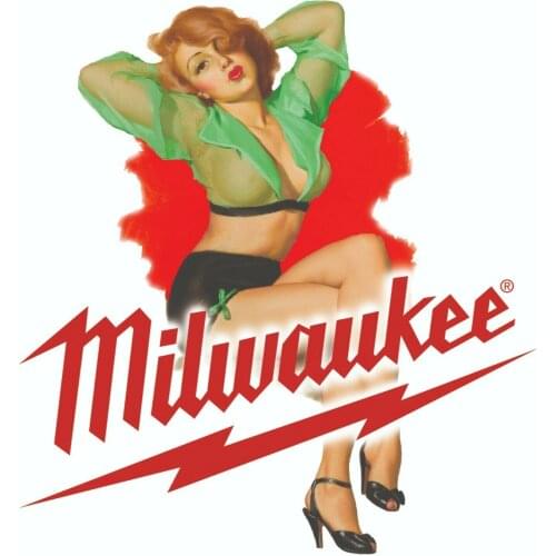 For MILWAUKEE TOOLS STICKER DECAL KISS beauty GIRL MECHANIC GLOSSY LABEL TOOL BOX USA