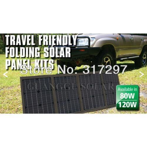GGX ENERGY 120 Watt Portable RV and Marine Mono Folding Solar Panel Kit with 10A Solar Charge Controller