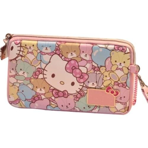 Hot Sale New Cartoon Anime Cat Pattern Printing Zip Wallet Women Cute Card Package Mobile Phone Bag Coin Purse
