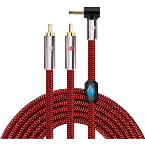 Hifi Aux Mini Jack 3.5mm to 2 RCA Male Audio Cable for Laptop Phone PC HDTV Speaker Amplifier Mixer Splitter Y Shielded Cords