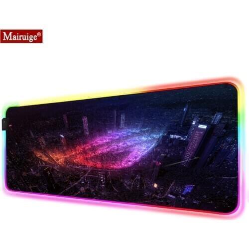 City Night View ROG Republic of Gaming Mouse Pad LED Backlit Game Big Customizable RGB Mousepad Gamer Accessories with Backlight