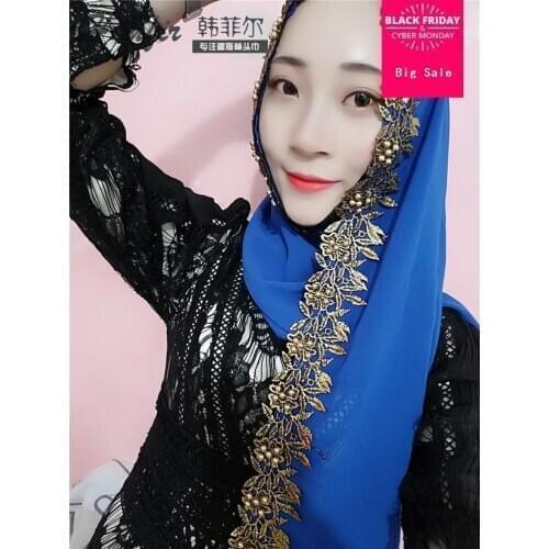 Islamic Adult Fashion Muslim embroider Diamond Convenient hijab Headscarf Hijab muslim islamic Beading Hijab scarf Wj2526