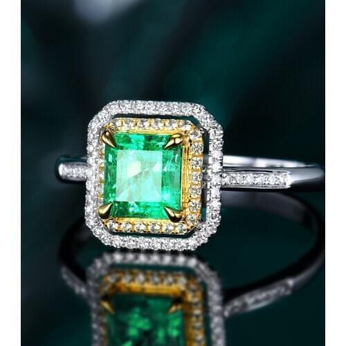 Luxury princess green crystal emerald gemstones diamonds rings for women gold white silver color bague jewelry bijoux party gift