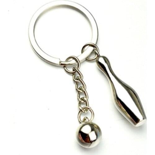 Creative Metal Bowling Keychain Pendant Personalized Sports Keyring Chain Bowling Team Gift