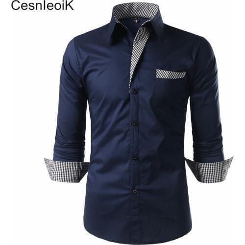 Men 100% cotton shirt Casual black square shirt autumn winter cool patchwork long sleeve blouse men Y10