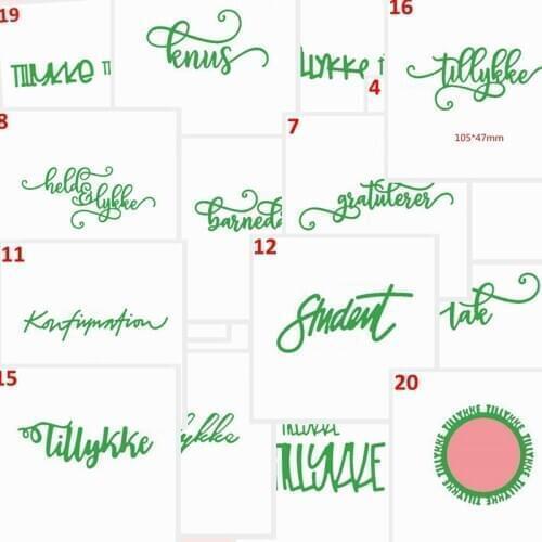 Unique Cursive Font Danish Words Letter Tillykke Knus Metal Cutting Dies Set DIY Scrapbooking Craft Paper Cards 2020 New