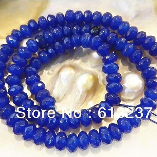 Natural Stone Blue chalcedony jades4x6mm Faceted Abacus Rondelle Loose Beads Fit Diy Necklace Bracelet Jewels Finding 15"MY4317