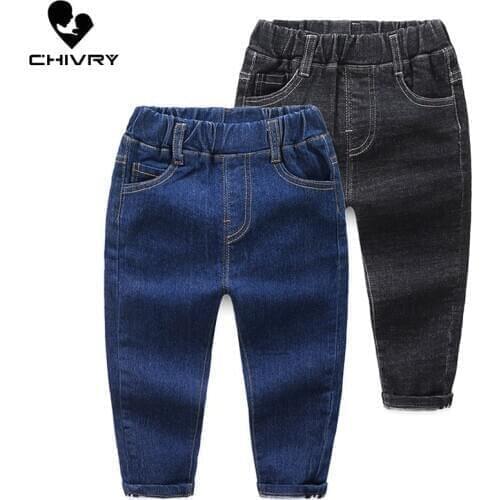 New 2020 Kids Fashion Solid Jeans Long Trousers Pants Boys Classic Denim Pants Baby Jeans Autumn Winter Clothing for 2-8 Years