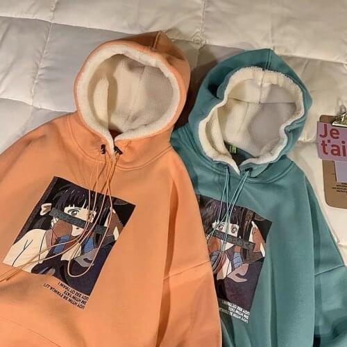 Autumn and winter Japanese Hooded Plush top