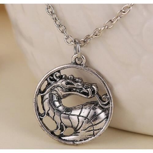 Mortal Kombat necklace dragon vintage pendant movie jewelry for men and women wholesale