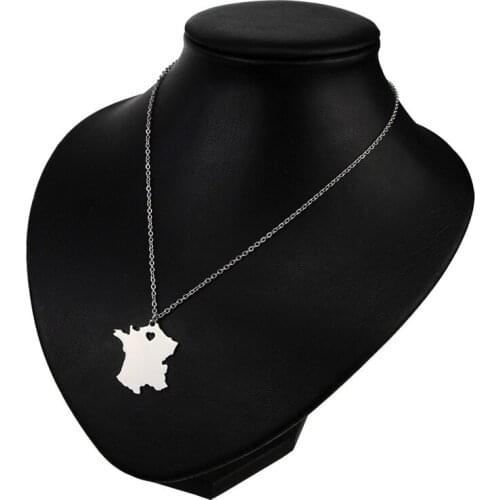 Europe And The United States Hot - Selling Jewelry French Stainless Steel Map Pendant Necklace