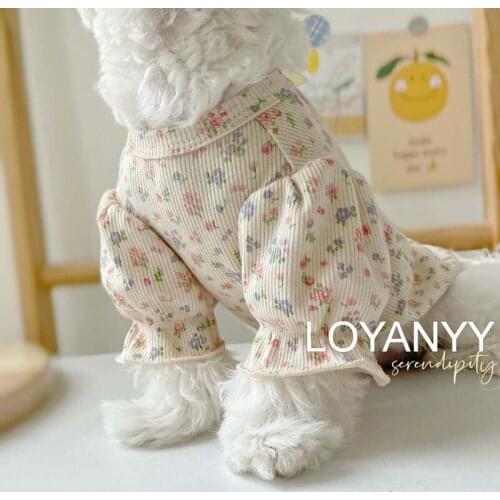 Puff Sleeve Floral Pet Clothes Puppy Dog Small Dog Cat Bichon Teddy Schnauzer Spring and Summer Dress
