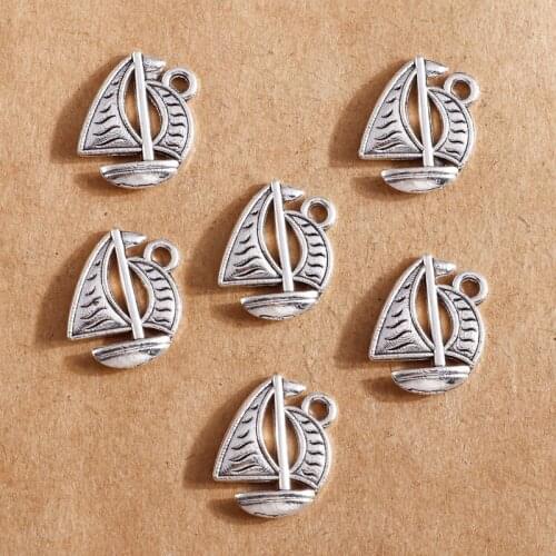 20pcs 13*17mm Charms Retro Silver Color Sea Sailboat Pendants for Making Necklaces Earrings Bracelets DIY Jewelry Making Finding