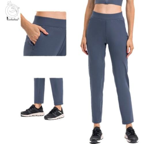 Yushuhua Straight High Waist Fitness Sports Workout Joggers Yoga Pants Women Loose Exercise Running Gym Pocket Sweatpants