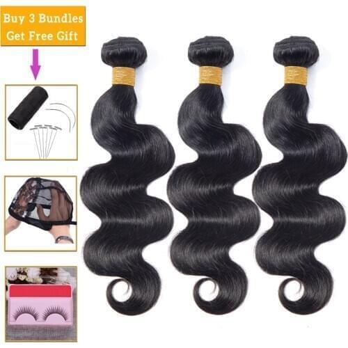 Lanqi body wave bundle deals 100% human hair 1/ 3 bundles non-remy hair extensions Brazilian hair weave bundles free to Brazil