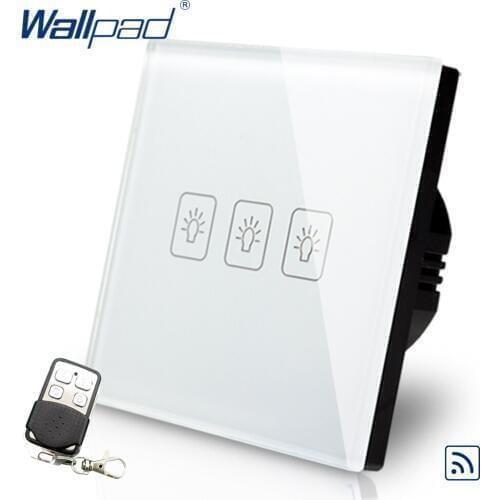 Remote 3 Gang 1 Way EU European Wallpad White Glass Wireless RF Broadlink Wifi Support 3 Gang Touch Remote Control Switch