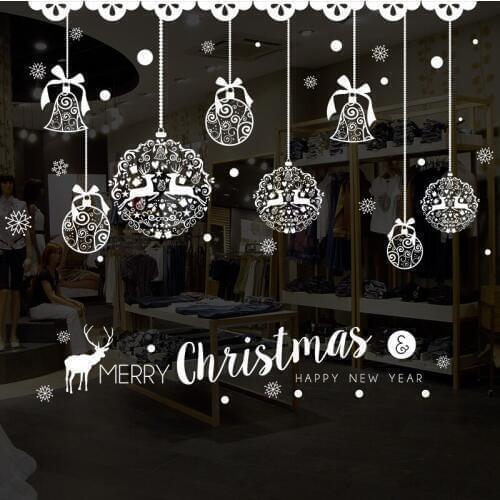 Christmas Day Shop Window Decoration Stickers Removable PVC Wall Sticker Happy New Year Home Decoration Poster