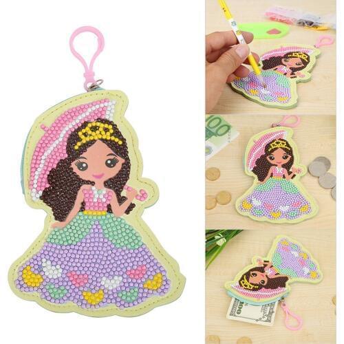 DIY Special Shaped Diamond Painting Wallet Girl Coin Purse Pendants Gifts Keychain Small Purse Diamond Embroidery Cross Stitch