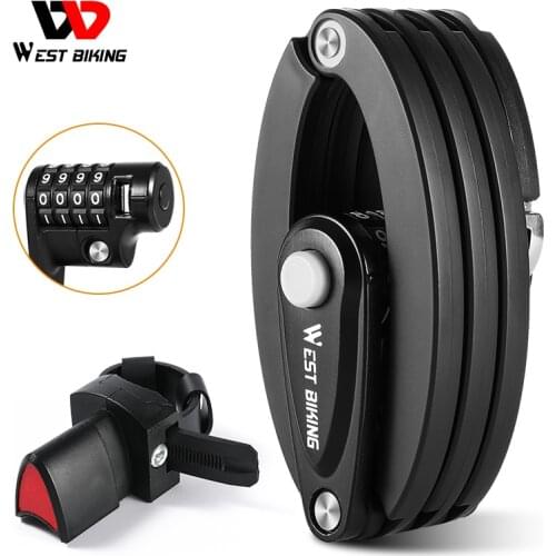 WEST BIKING Foldable Bike Lock Anti-Theft MTB Road Bicycle Password Lock Scooter Electric E-Bike Chain Lock Cycling Accessories