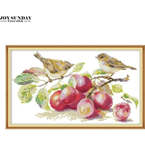 Joy Sunday cross stitch fabric little bird and apricot aida 14ct diy needlework printed canvas embroidery dmc kit home paintings