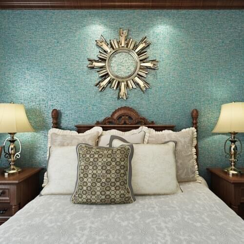 Wellyu style blue - green wallpaper three - dimensional reliefs solid color bedroom living room background wallpaper