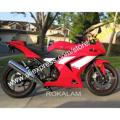 Hot Sales,For Kawasaki Ninja ZX 250R ZX250 2008-2012 EX250 08 09 10 11 12 Red White ABS Motorcycle Fairing (Injection molding)