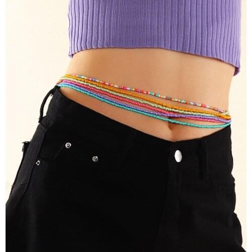 Woman Waist Jewelry Colorful Bead Waist Chains Bohemian All-Match Long Belly Chain Belt Waist Chain Women Summer Jewelry