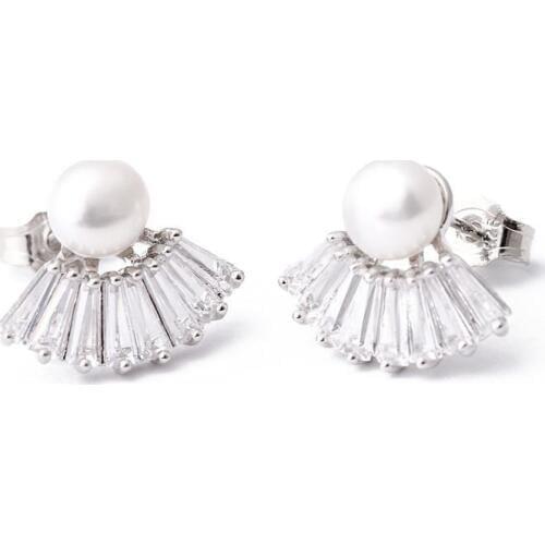 New autumn and winter needle earring earrings female natural freshwater pearl eardrop allergy earrings Pearl Earrings Earings