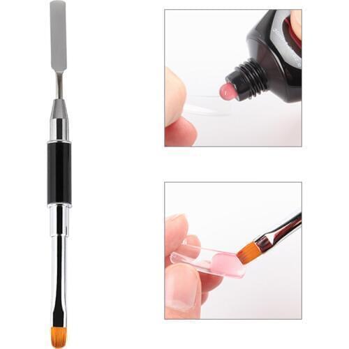 1Pc 2 in 1 Nail Art Brush Tool Dual-ended Builder UV Gel Mold Form For Acrylic UV Nail Extension Tips DIY Manicure Nail Brush TD