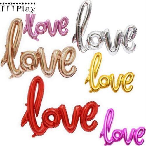 1pcs Ligatures LOVE Letter Foil Balloon Anniversary Wedding Valentines Birthday Party Decoration Champagne Cup Photo Booth Props