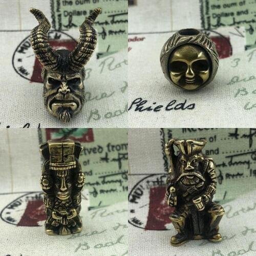 1PC Spartan Skull Retro Brass Paracord Beads Knife Beads Rope Cord Bracelet EDC Beads Lanyard Pendants Outdoor Accessories