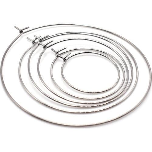 20pcs 316L Stainless Steel 15 20 25 30 35mm Hypoallergenic Gold Round Circle Wire Earring Hoops for DIY Jewelry Making Findings