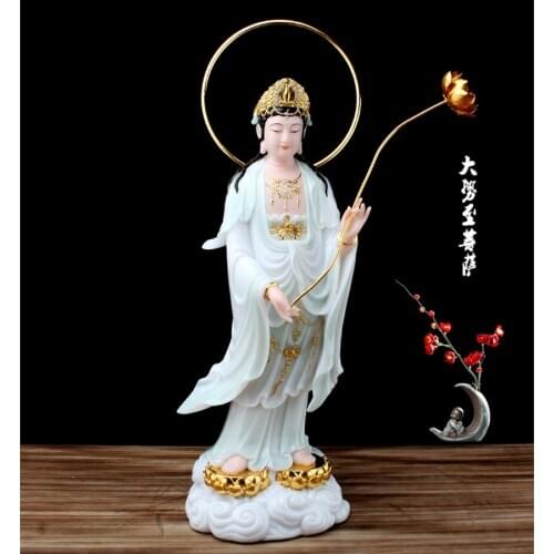 48CM large Buddhism figure jade Goddess Mahasthamaprapta Guanyin GOD buddha Asia HOME protection Prosperity FENG SHUI statue