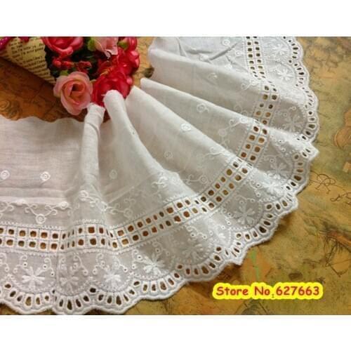 5yards/lot 12cm width cotton cloth embroidered lace trim sewing/garment accessories
