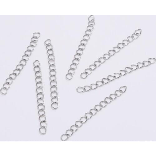 50Pcs/lot 5 7cm Stainless steel Bulk Necklace Extension Chain Tail Extender For Jewelry Making Supplies Bracelet Chains Findings