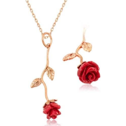 925 Sterling Silver Women Necklace Red Rose Zircon Stone Gift Birthday Precious Pendant Stylish Chain Luxury Cool