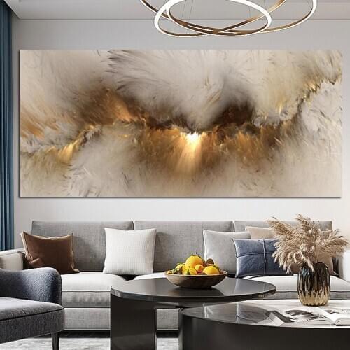 Grey Yellow Cloud Abstract Oil Painting Think Independe Wall Picture For Living Room Canvas Modern Art Poster And Print