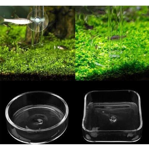 Aquarium Shrimp Feeding Food Bowl Feeder Transparent Tray Glass Container Aquariums Accessories