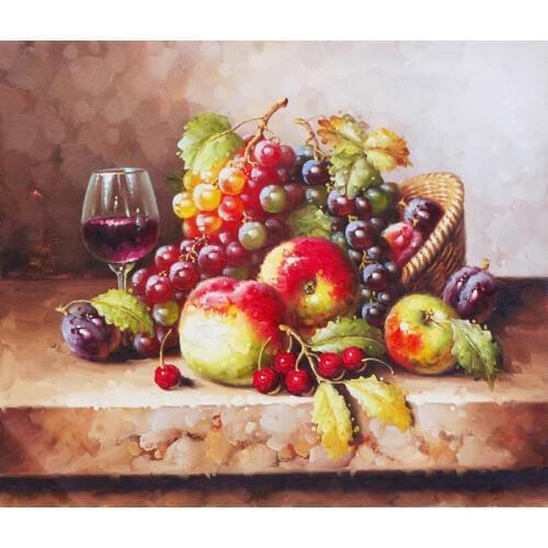 Free shipping still life oil painting grapes cherry pomegranate fruit canvas printings on canvas wall art decoration picture