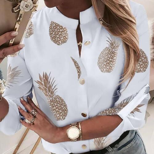 Pineapple Blouse Womens Shirt Ananas White Long Sleeve Blouses Woman 2019 Womens Tops and Blouse Elegant Top Female Autumn New